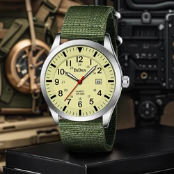 BIDEN Men's Watch, Fashion, Casual, Sports, Nylon Strap, Calendar, Waterproof Quartz Watch, Free Gift Box
