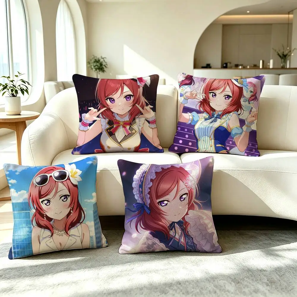 L-Love Live School Idol  Square Double-Sided printed Pillow Case Bedroom Bedside Pillow Sofa Cushion Cover