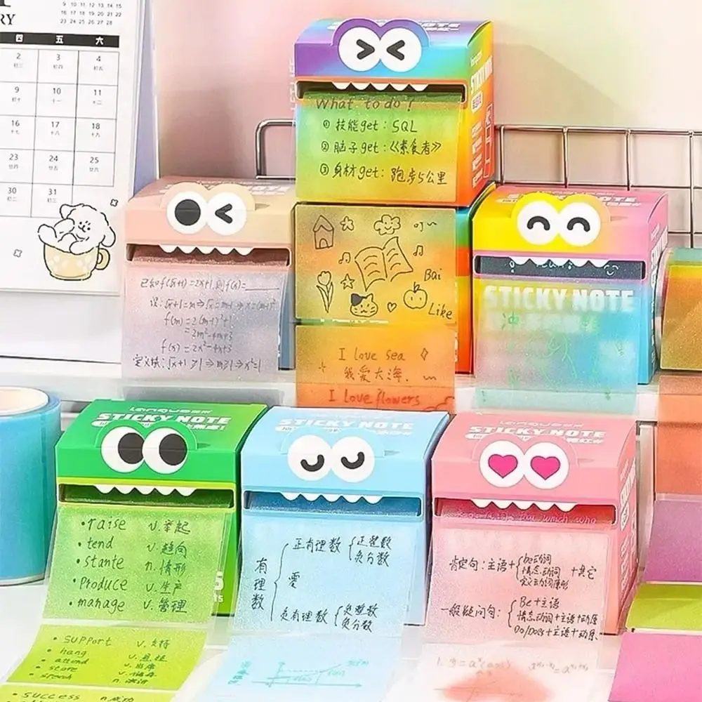 105 fogli di note adesive estraibili Kawaii Blocco note colorato traslucido creativo Blocco note per cartoni animati in rotolo di carta perlescente