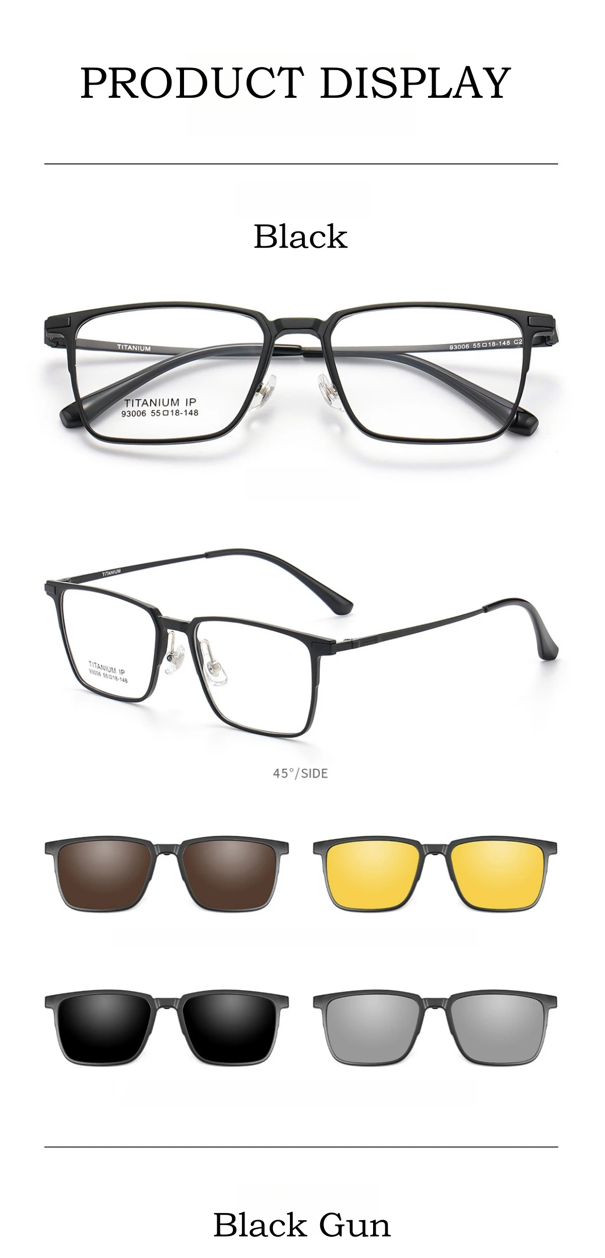 YIMARUILI Ultraleichte polarisierte magnetische Clip-On-Brille für Männer und Frauen, TR90, optische Brillengestelle aus reinem Titan – Detail 8