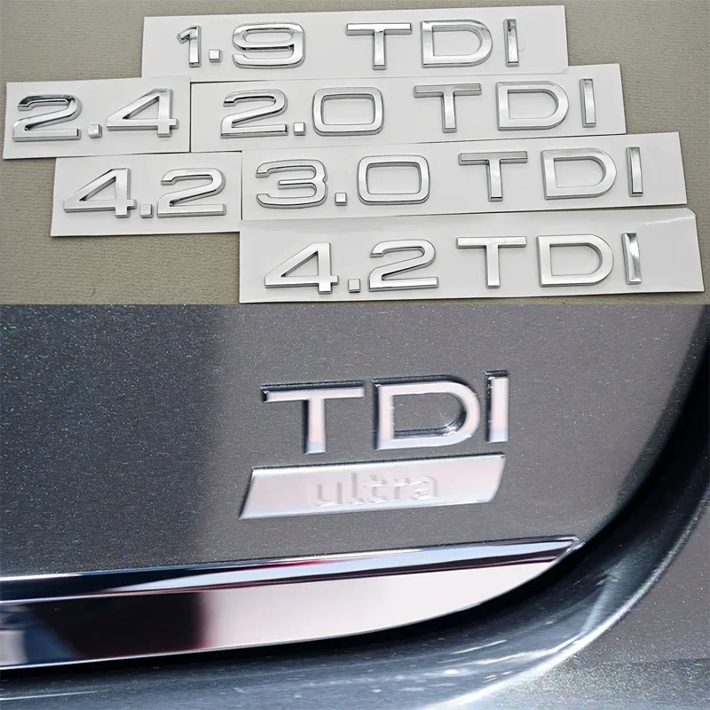 3D ABS Car Logo 1.9 2.0 2.8 3.0 4.2 TDI 3.6 Sticker Trunk Emblem Rear Badge For Audi A3 A4 A5 A6 A7 A8 Q3 Q5 Q7 Q8 Accessroies