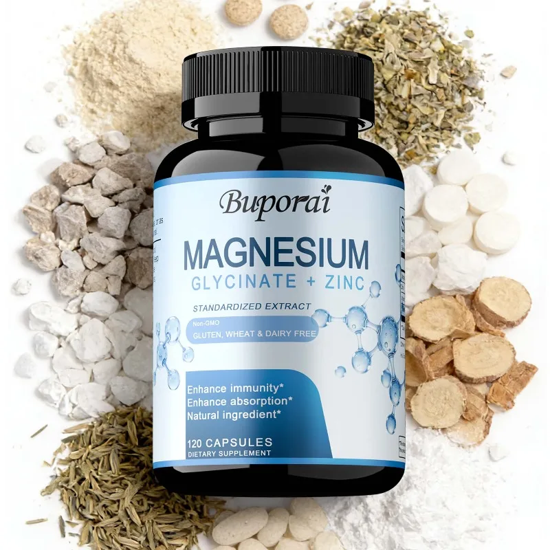 Magnesium Glycinate & Zinc Dietary Supplement - Muscle Relaxation,Soothes Nerves,Supports Bone and Heart Health,Enhance Immunity