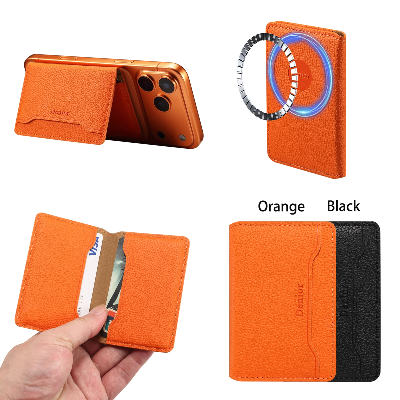 Denior is suitable for phones or phone cases with magnetic suction function, ultra-thin magnetic card holder with 3 card slots