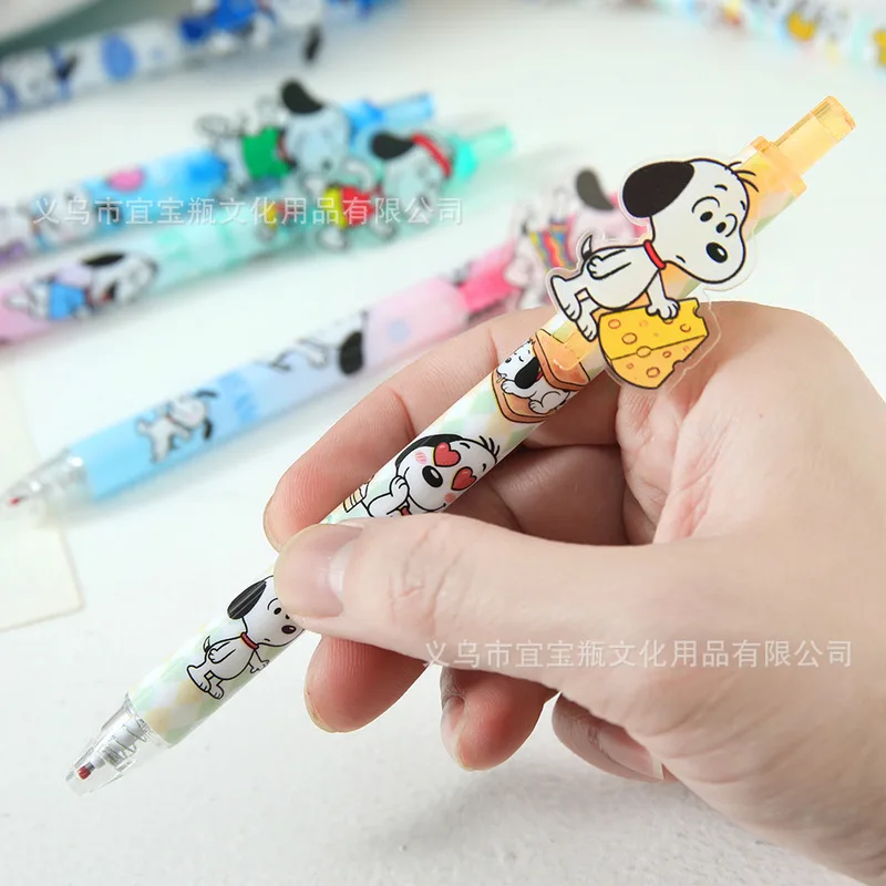 48pcs Anime Snoopy Patch Gel Pen 0.5mm Black Press Signature Pen Student Portable Pen Clip Stationery Gift Wholesale view 4