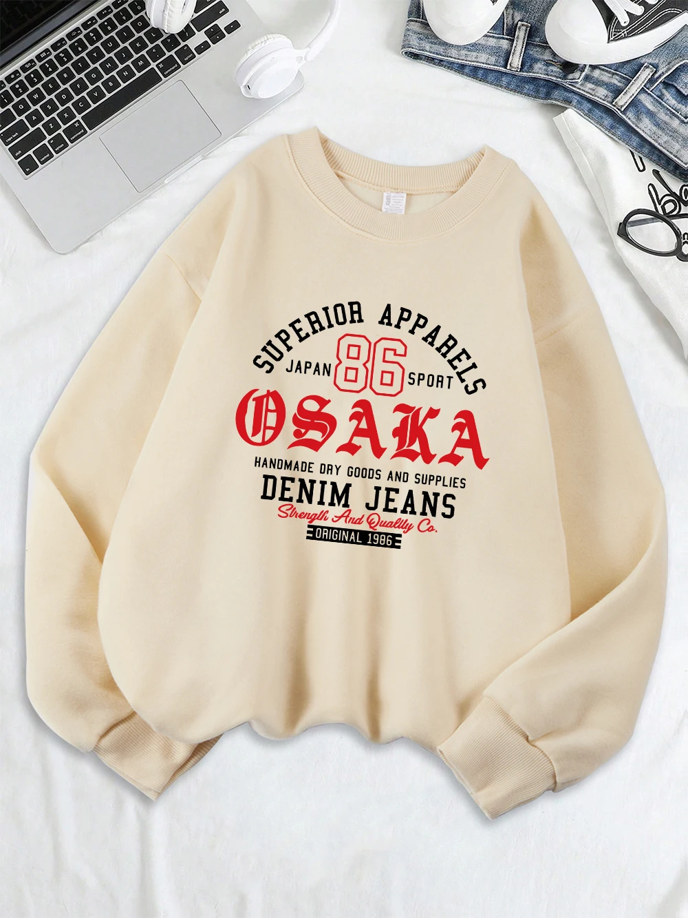 Giappone Sport Forze e Qualily Stampe Felpa da donna O-Collo Felpa con cappuccio casual in pile sciolto Top caldi Abiti comodi invernali