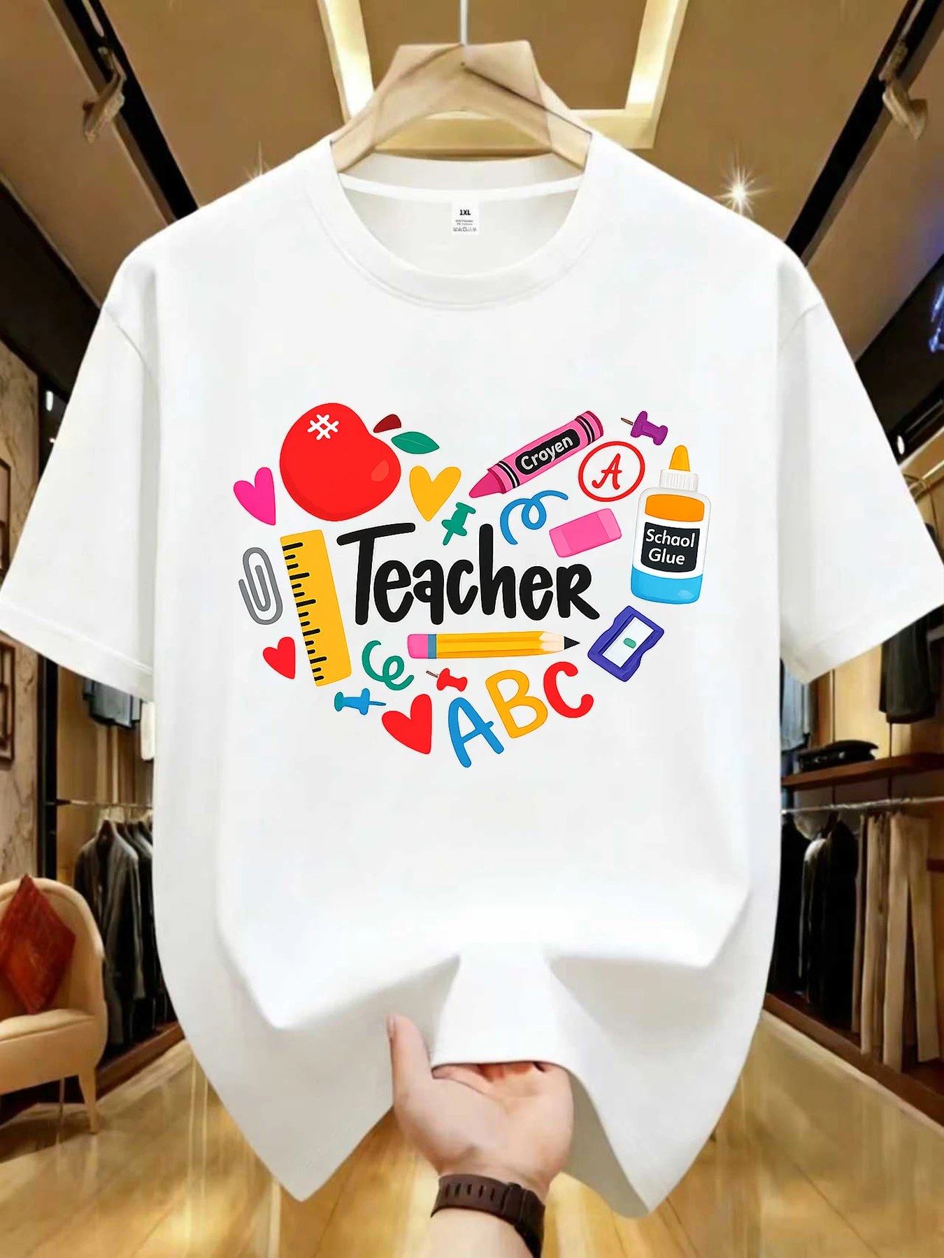 

【WZM1041115】Creative letter printed plus size women's round neck summer casual short sleeved street fashion versatile T-shirt