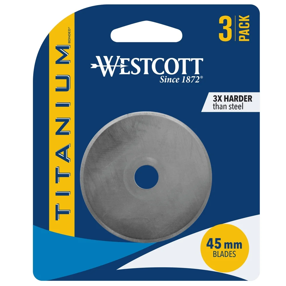 Lâminas de substituição para aparador rotativo colado de titânio, 45mm, ferramenta de corte artesanal, 3 pacotes, universal, afiado, durável, papel de tecido ideal