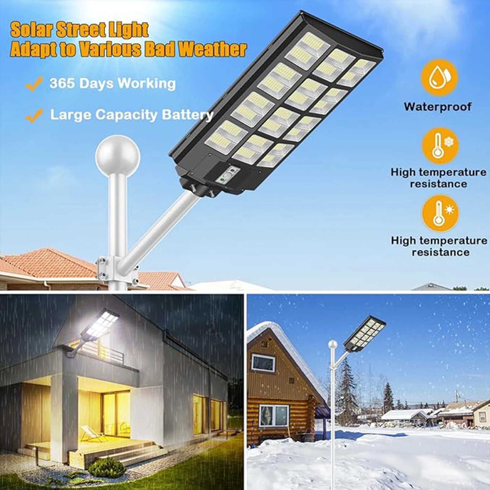 5000W LED Solar Street Light Motion Sensor Waterproof Security Solar Lights Outdoor with Remote Control for Outside Garden Yard