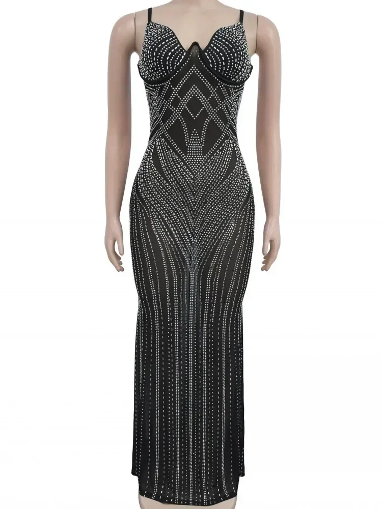 2025 New African Dresses For Women Vetement Femme Dashiki Abaya Diamonds Maxi Dress Africa Clothes Dashiki Ankara Dresses