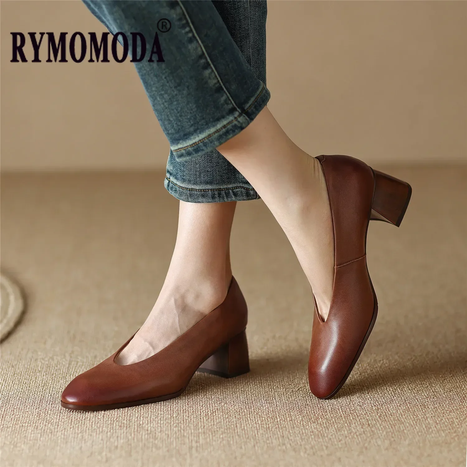 

Women Genuine Leather Pumps 2024 Retro Cowhide Upper Pigskin Lining and Insole Female Spring Fall Handmde Gift Shoes Big Size 42