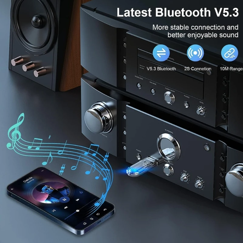 Car Speakers Audios System USB Bluetooth compatible 5.3 Receiver High Quality Low Latency No Lag Plug and Play Accessory