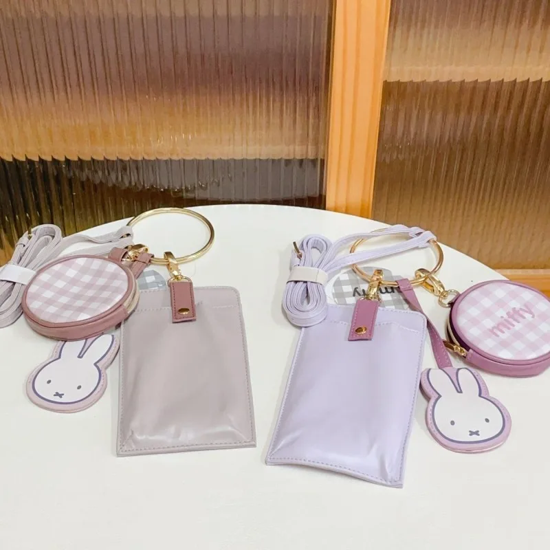 

Сумка для мобильного телефона через плечо с рисунком Miffy, набор из трех предметов, подвеска для ключей, милая многофункциональная портативная сумка для мелочи, Рождественский подарок