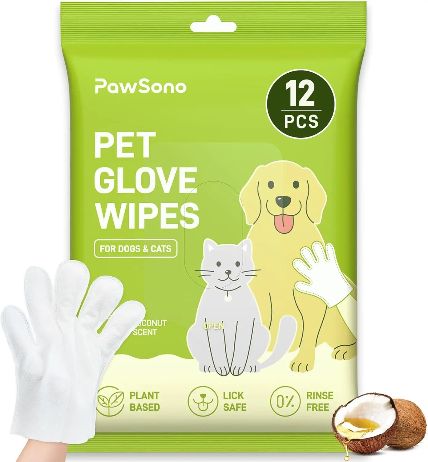 

Hypoallergenic Pet Grooming Gloves for Dogs and Cats Quick Clean Between Baths Travel Safe