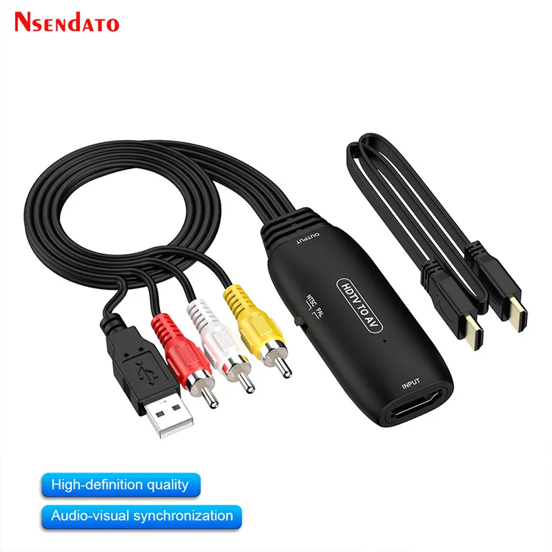 1080P HDMI to RCA AV Cable Converter Adapter RCA AV to HDMI Cable Converter Adapter Support NTSC PAL SECAM CVSB AV Scaler Cable