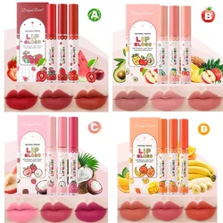 Fruit Matte Lip Gloss Set Lip Glaze Moisturizing Nude Pink Lipstick Cosmetics Beauty Waterproof Nonstick Cup Lip Makeup