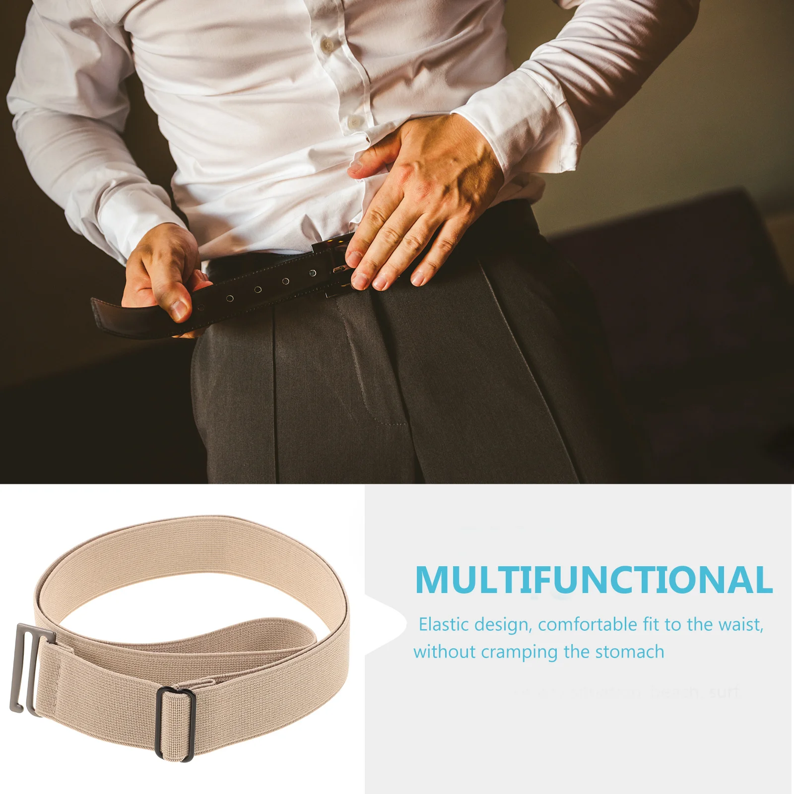 

Elastic Waist Belt Stretchy Adjustable PU Women Men Belt for Jeans Pants Casual Belts for Women Women's Belts