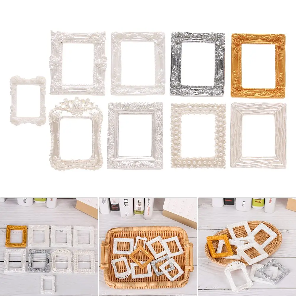 2pcs Mini Crafts 1/12 Doll House Decoration Simulation Furniture Model Resin Photo Frame Dollhouse Miniature Accessories