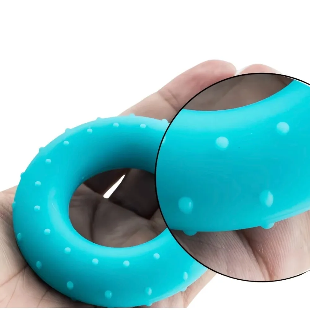 Silicone Textured Grip Ring Finger Exerciser, Hand Massage Strength Trainer Heavy Duty Stress Relief Emotion Release Squeeze Toy
