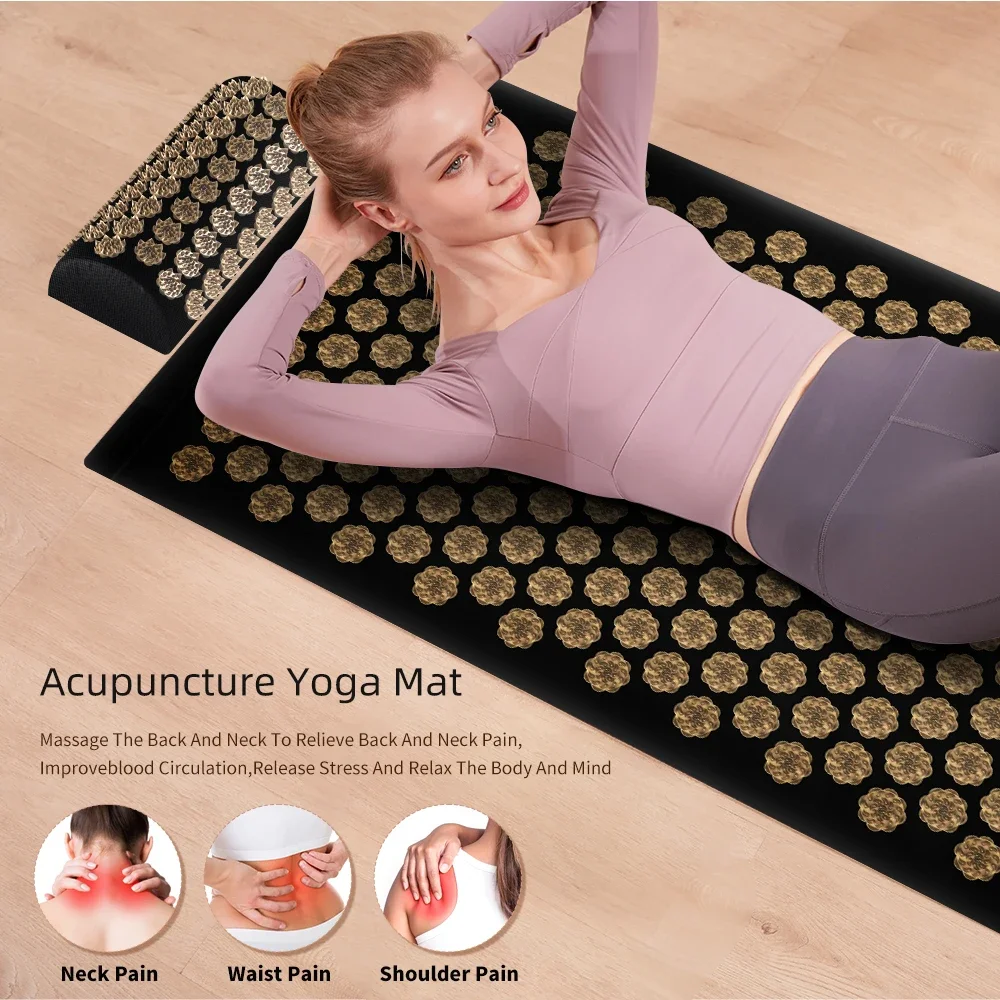 Yoga Massage Pads with Large Touchpoints for Better Neck Back and Foot Massage Cushion Acupressure Relieve Stress Pain Spike Mat