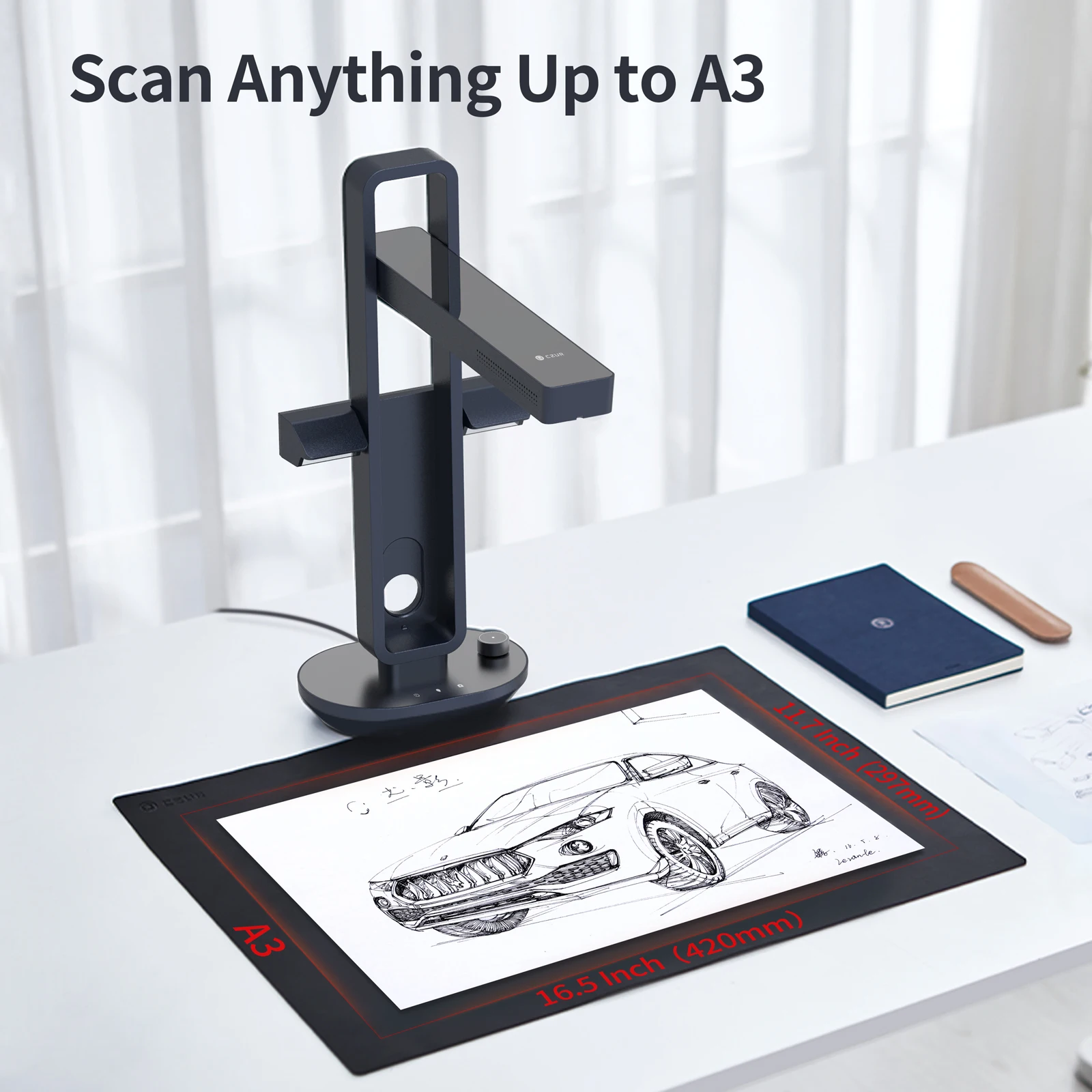 CZUR Aura Pro Portable Book Scanner Document Max A3 Size with