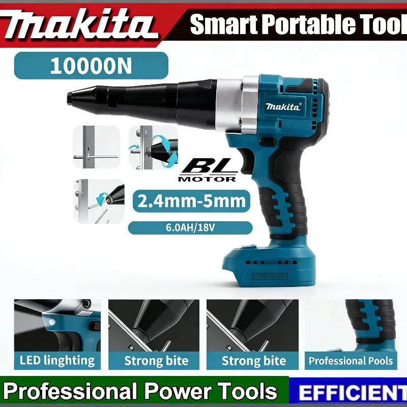 

Makita Brushless Cordless 18V Rivet Gun with LED Light, Automatic Handheld Riveting Power Tool,Electric Rivet Nut Gun
