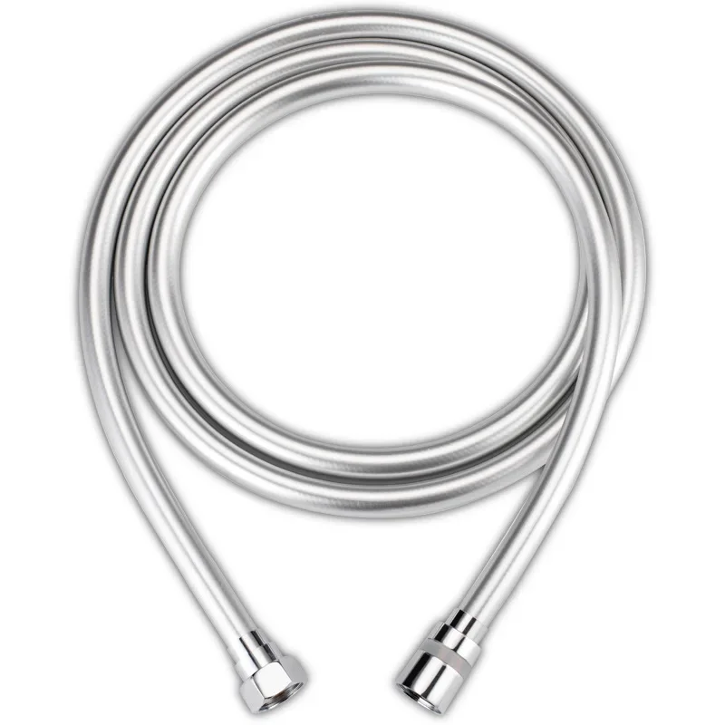 PVC High Pressure Silver & Black  Smooth Shower Hose For Bath Handheld  Head Flexible