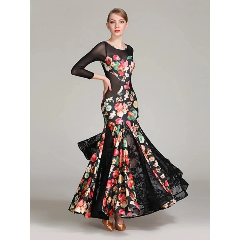 Design Sense Print Modern Dance Dress Dress National Standard Dance Skirt New Style