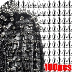 Punk Rivet Parafuso Voltar Studs e Spikes Kit, Prata Cone Stud, Artesanato De Couro, Colar Pulseira, DIY Acessórios Roupas, 10-100Pcs