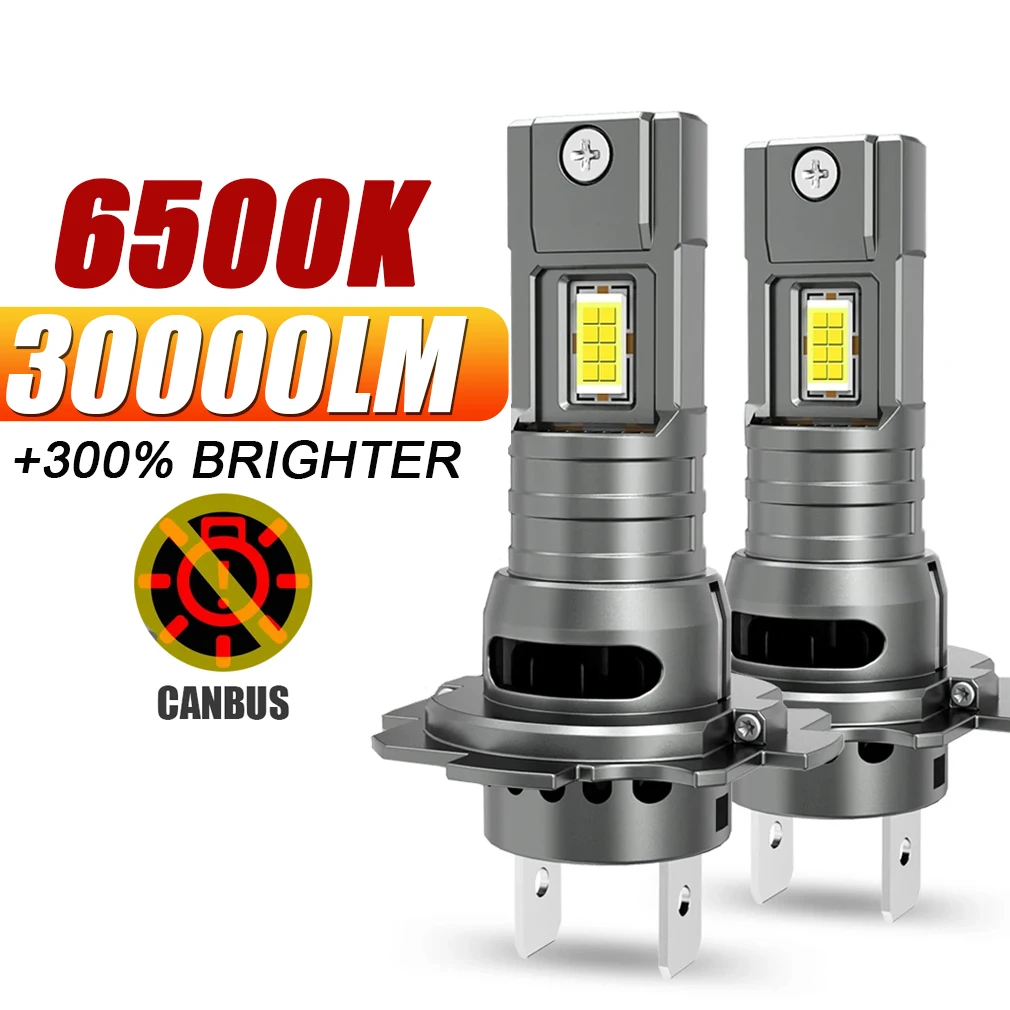 

30000LM H7 LED CANBUS Lights 60W Мини-лампа 7530 CSP Беспроводные автомобильные фары с вентилятором 6000K 12V Turbo Автомобильные фары Противотуманные фары