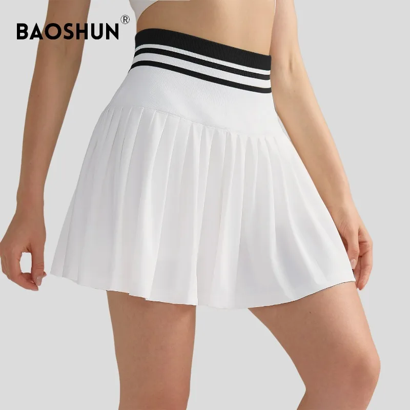 

New Tennis Skirt High Waisted Women Stretchy Breathable Colorblocking Outdoor Running Fitness Golf Anti-slip Athletic Skirt