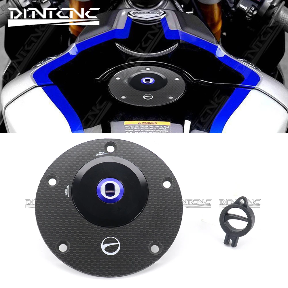 

For YAMAHA YZF-R1 R1M YZF R7 R6 R15M Carbon Fiber Fuel Tank Cap Quick Release Anti-Theft Lock Cover Kit Track Sports Accessories