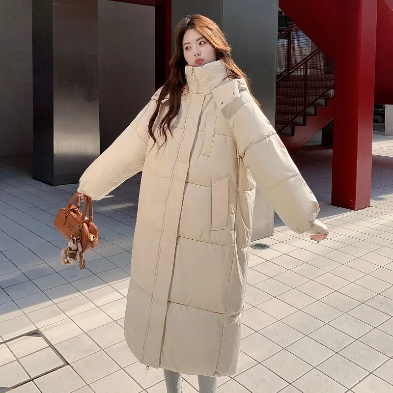 2026 Winter Women Jacket Long Parkas Female Down Cotton Hooded Overcoat Thick Warm Windproof Casual Student Coat
