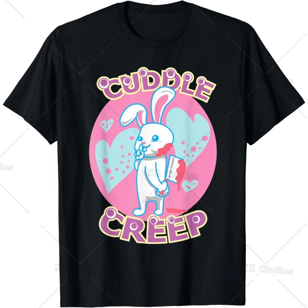 Cuddle Creep Bunny Pastel Goth Yami Kawaii Cleaver Rabbit T-Shirt Short Sleeve Round Neck Tee