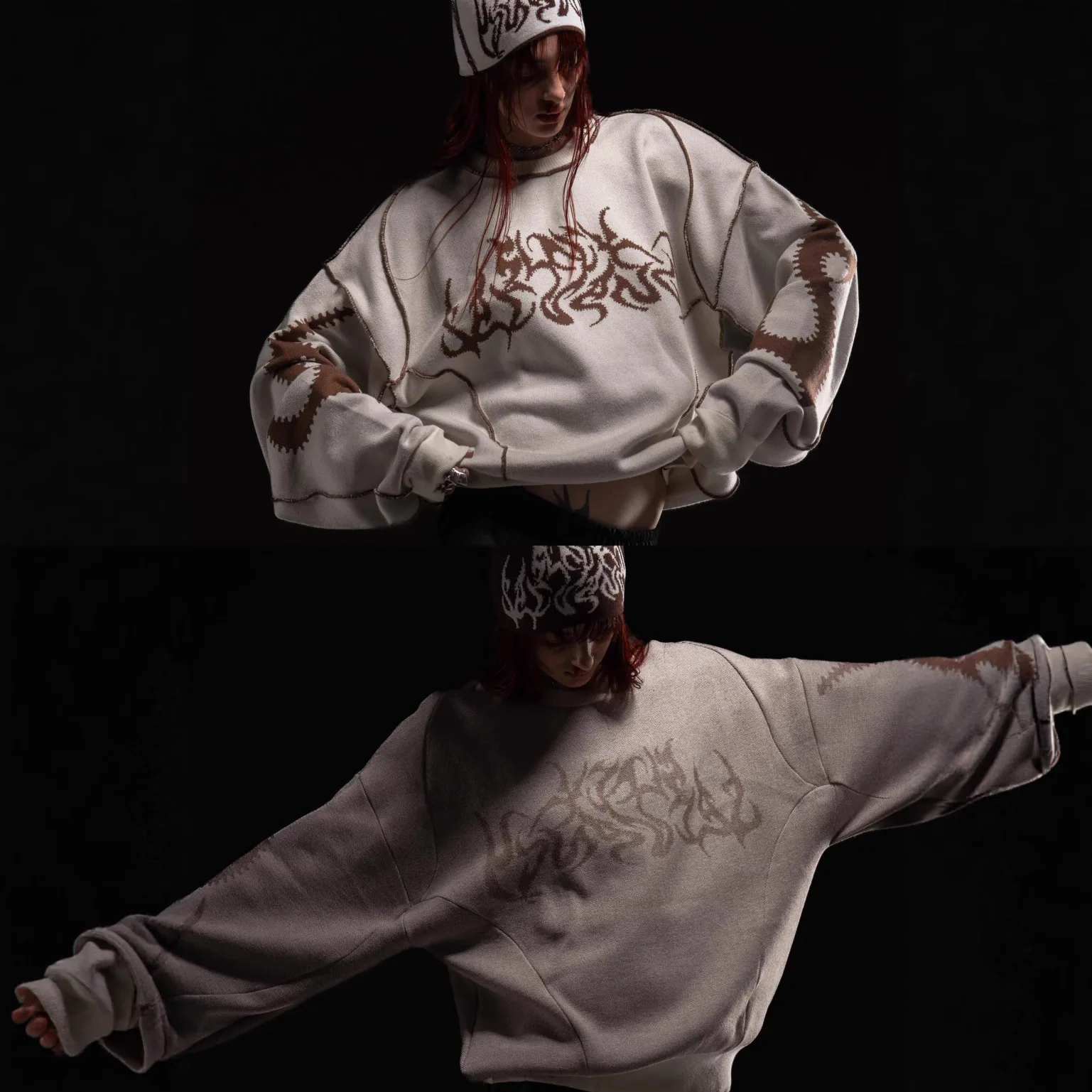 

Осень-зима Faion Harajuku Sle Уличная одежда Одиночный предмет Женский длинный све Трикотаж средней длины Повседневный модный ансамбль