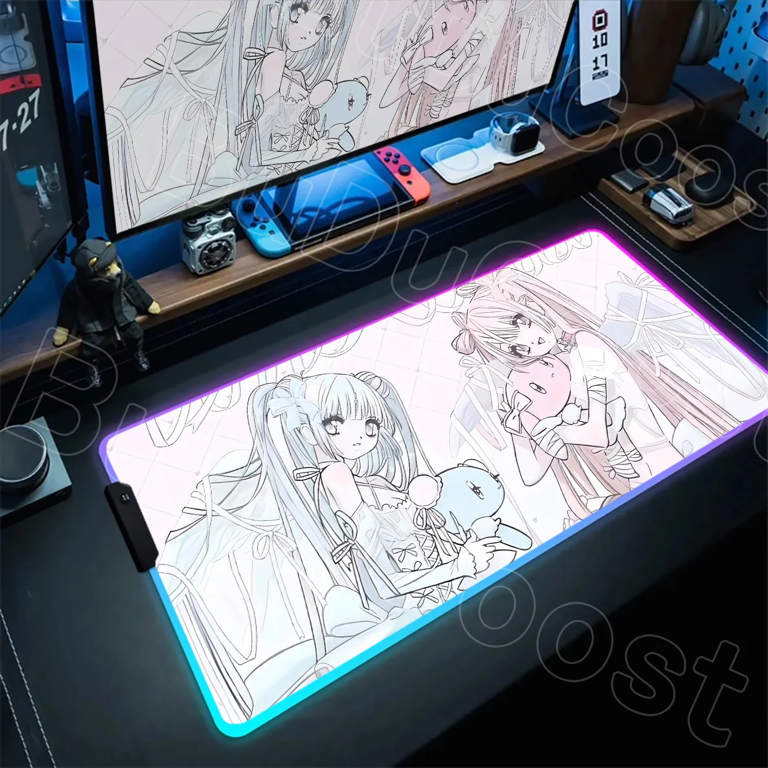 

Angel Anime Girl RGB Desk Mat Computer Office Extended Cute Mouse Pad Laptop Rubber Non-slip Large Mousepad Gamer Cabinet Carpet