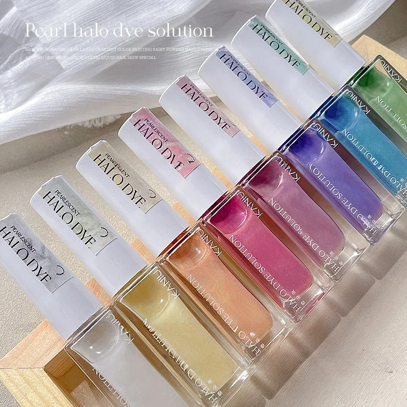 8pcs Fairy Powder Watercolor Ink Nail Polish Kits 10ml Blossoming Gradient Nail Liquid Soak Off Colorful Smudge Gel Varnish