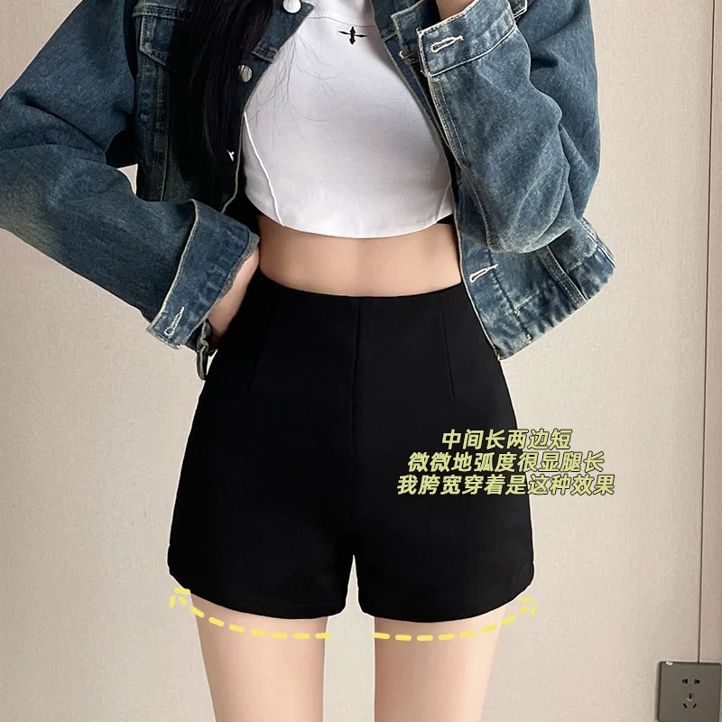 

Black Shorts for Women in Spring and Summer New 2025 High Waist A-line Tight Suit Hot Pants