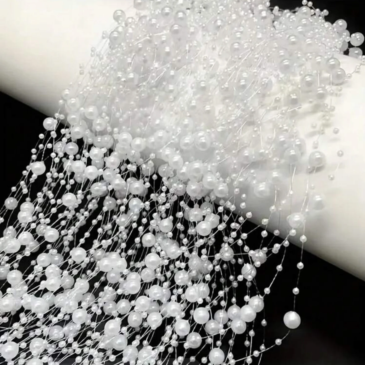 1roll 5m/30m White Artificial Pearls Chain String DIY Bouquet  Bridal Hair Accessories Wedding Party Decoration Supply