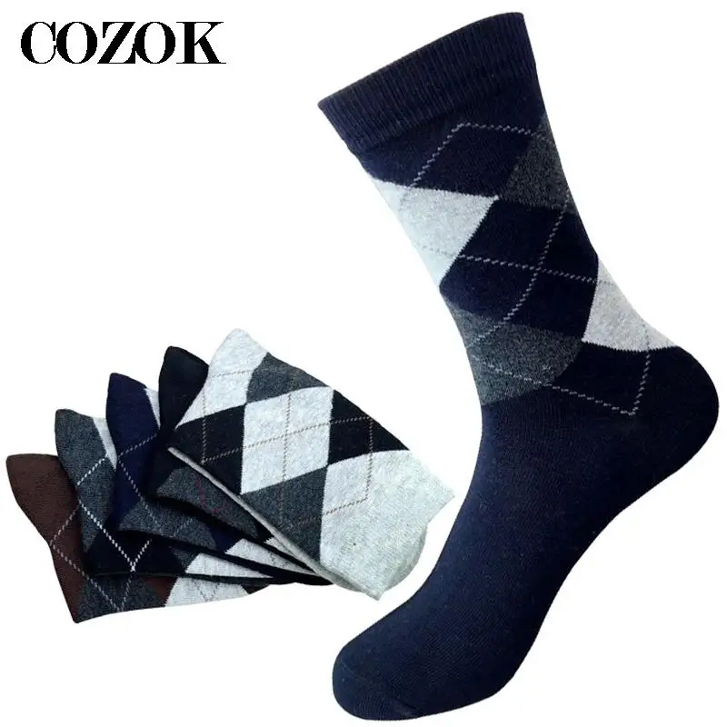 

5 Pairs Dress Men Socks Deodorant Mens Business Cotton Socks Meias Solid Color Plaid Diamond Line Male Socks Calcetines Hombre