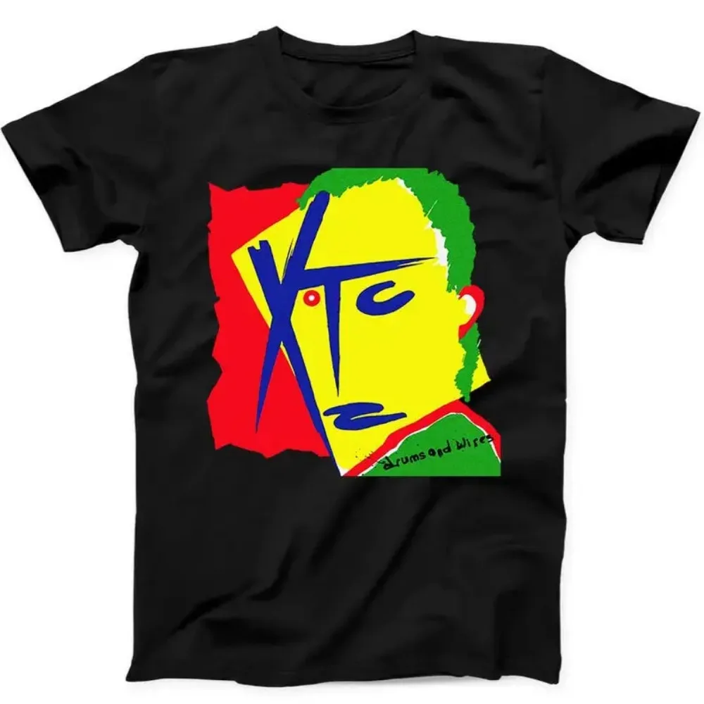 XTC Drums and Wires New Wave Rock Music Gift Camiseta negra Camiseta de cuello redondo de manga corta de algodón peinado informal y a la moda