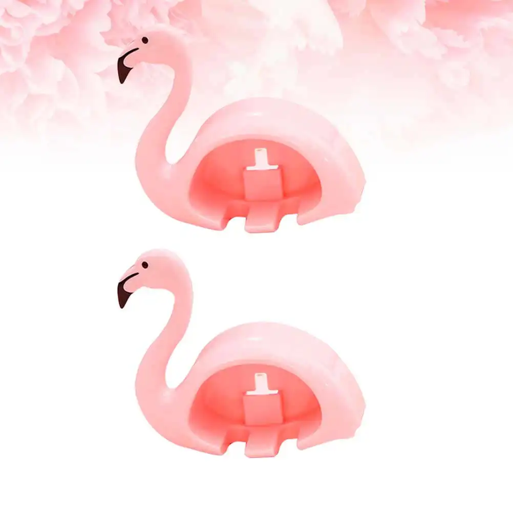 2Pcs Toothbrush Holder Suction Cup Rack Flamingo Design Space Saving Bathroom Accessories Organizer Stand Pink