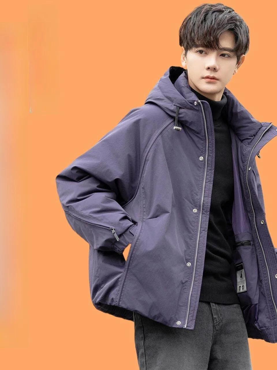 

Men's down Jaet Stand Collar Thiened Casual Winter Outerwear Du Feather Warm Loose Fit Long Lasting Faionable