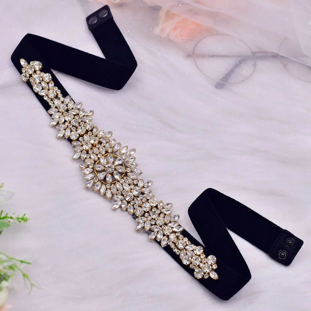 

Wedding Accessories Stretch Waistband Fashionn Party Slim Fit Elastic Belly Belts Luxury Design Rhinestone Girdle Belt Women