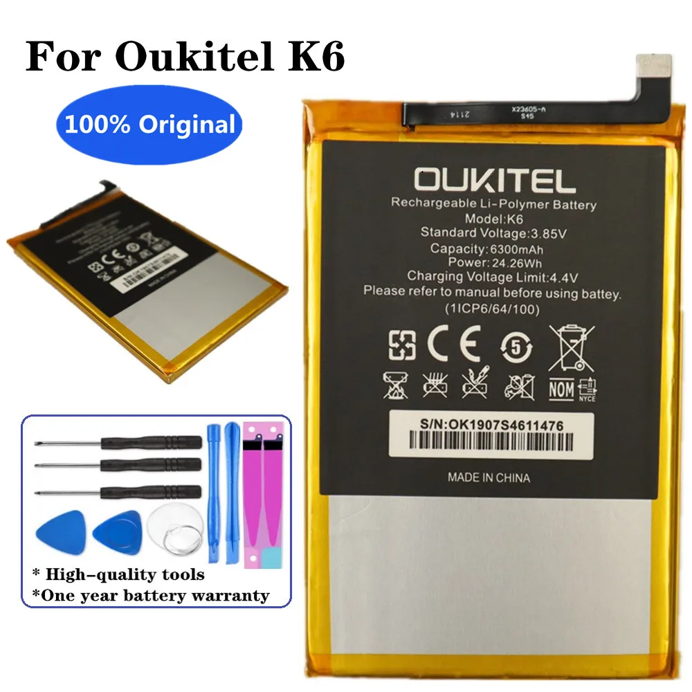 

Original 6300mAh K6 Rechargeable Battery For Oukitel K6 Replacement Phone High quality Batteria Batteries With Tracking Number