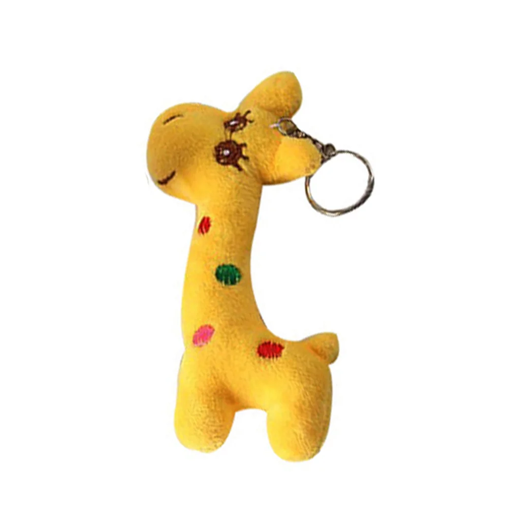 6 pezzi mini portachiavi giraffa ripiena pendenti occhi rotondi viso luminoso squisite decorazioni carine per zaini borse da festa