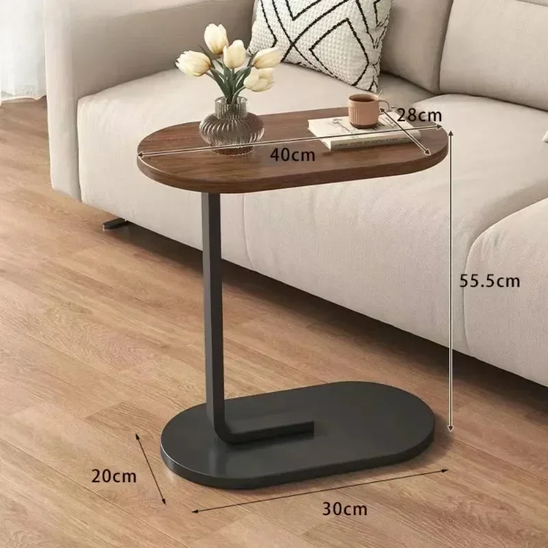 C-shaped Side Small Coffee Living Room Sofa Home Portable Modern Light Luxury Style Home Compact Coffee Table Wood Table