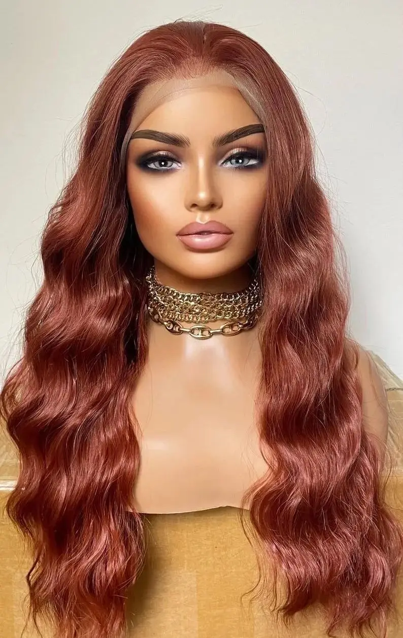 شعر مستعار بني محمر الجسم موجة الدانتيل الباروكة الأمامية 13x4 HD الدانتيل الباروكات غلويليس الدانتيل شعر مستعار أمامي الاصطناعية قبل قطعها شعري طبيعي