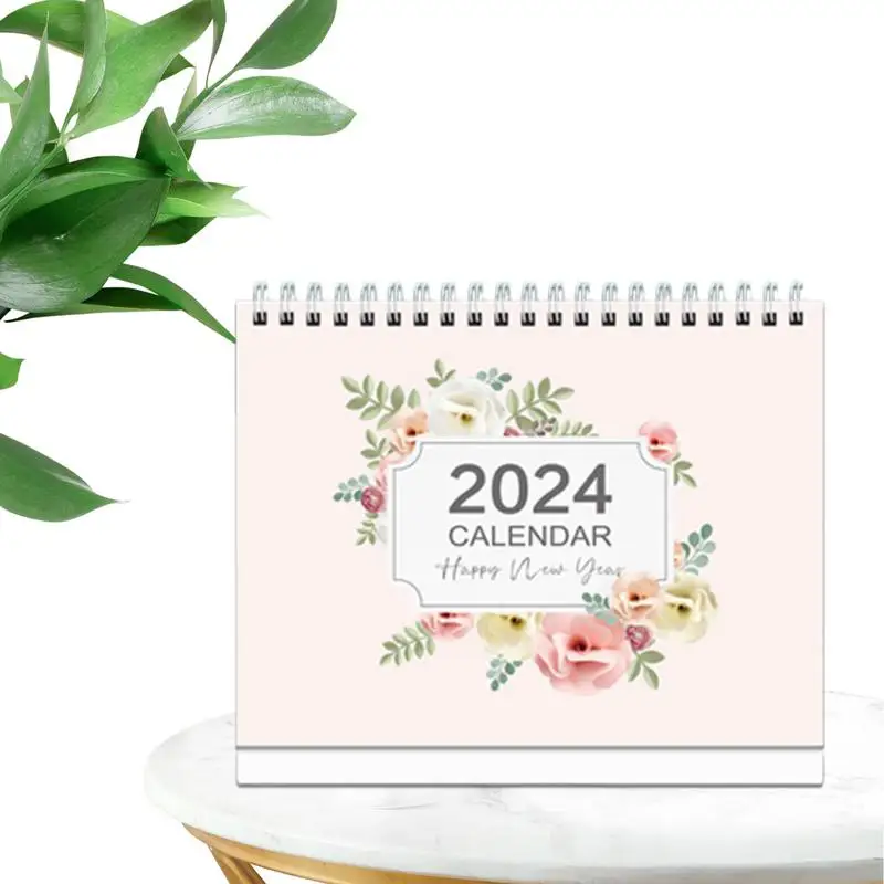 

Cute Monthly Calendar Floral Spiral 2024 Stand Up Desk Calendar 12 Month Calendar For Home School Classroom Decorative Calendar