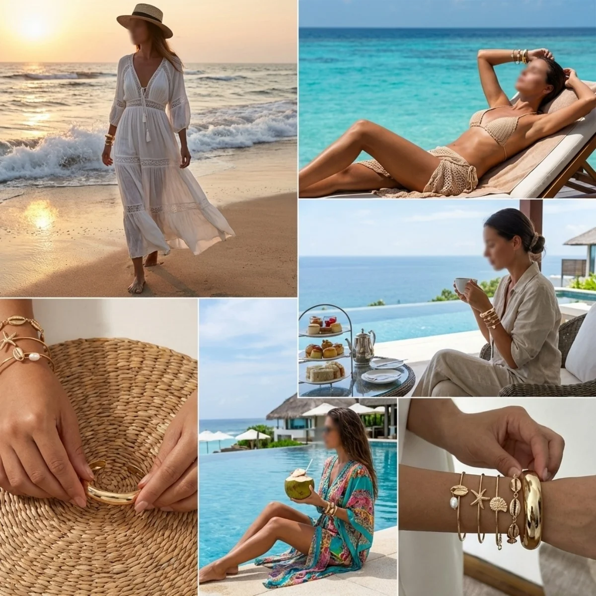 Böhmisches Mehrschichtiges Seestern-Muschel-Armreif-Set für Damen und Herren, Sommer-Strand-Urlaub, klobiger Armreif, Party-Schmuck – Detail 10