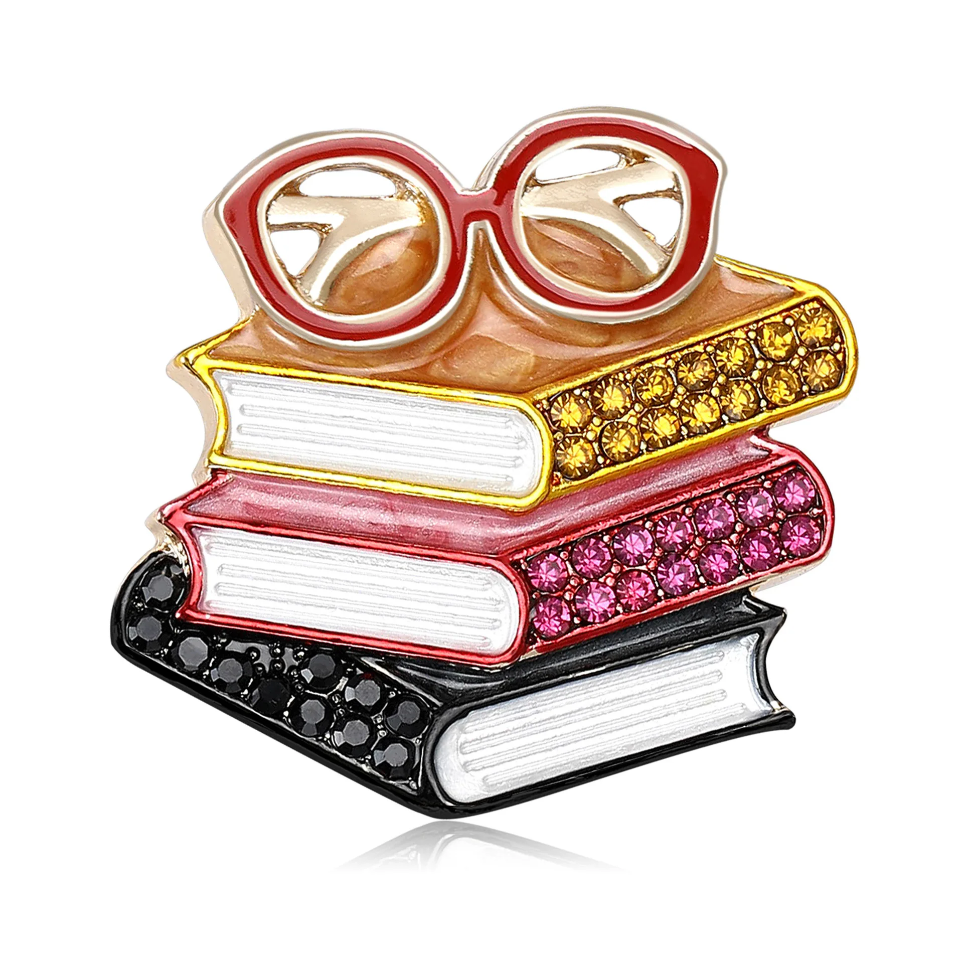 

Three Rhinestone Books, Eyeglass-shaped Brooches, Exquisite Male And Female Teachers' Uniforms, Pins In Two Colors, Party Banque